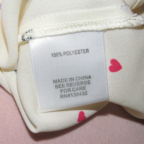 Modcloth Eye Love U Tie Neck Quirky Print 3/4 Sleeve Blouse - Picture 9 of 10